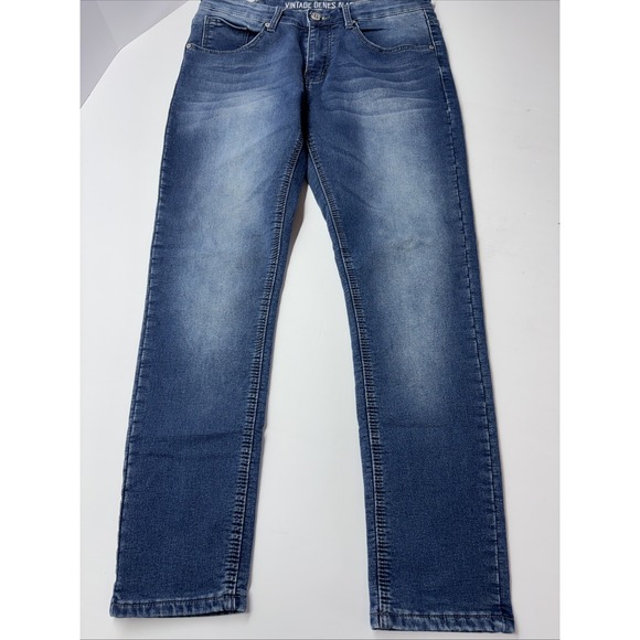 Vintage Genes Black Other - Vintage Genes Black Skinny Fit Mens Jeans 32x30 Blue Denim Stretch